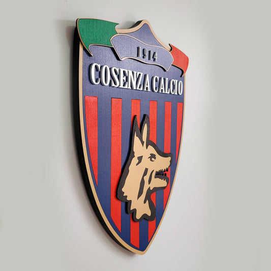 Cosenza Calcio 3D Wooden Football Sign | Italian Team Medallion, Man Cave Decor