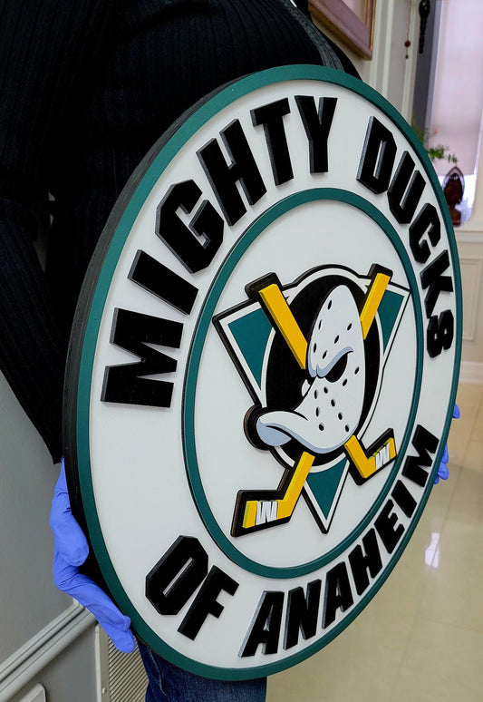 Anaheim Ducks 3D Wooden Hockey Logo Sign, NHL Sports Wall Decor