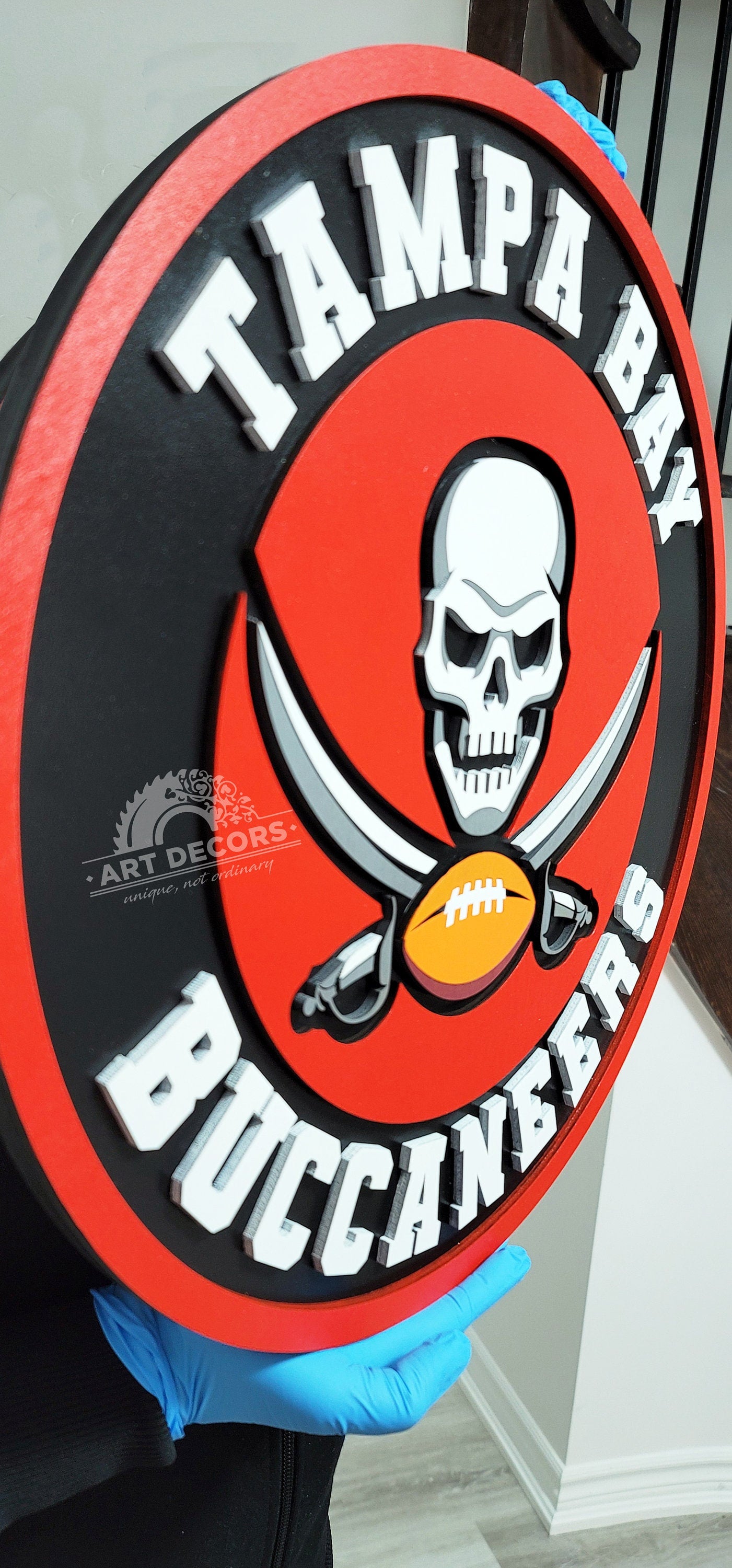 Tampa Bay Buccaneers 3D Wooden Logo Sign | NFL Football Wall Art | Man Cave, Game Room &amp; Fan Cave Decor