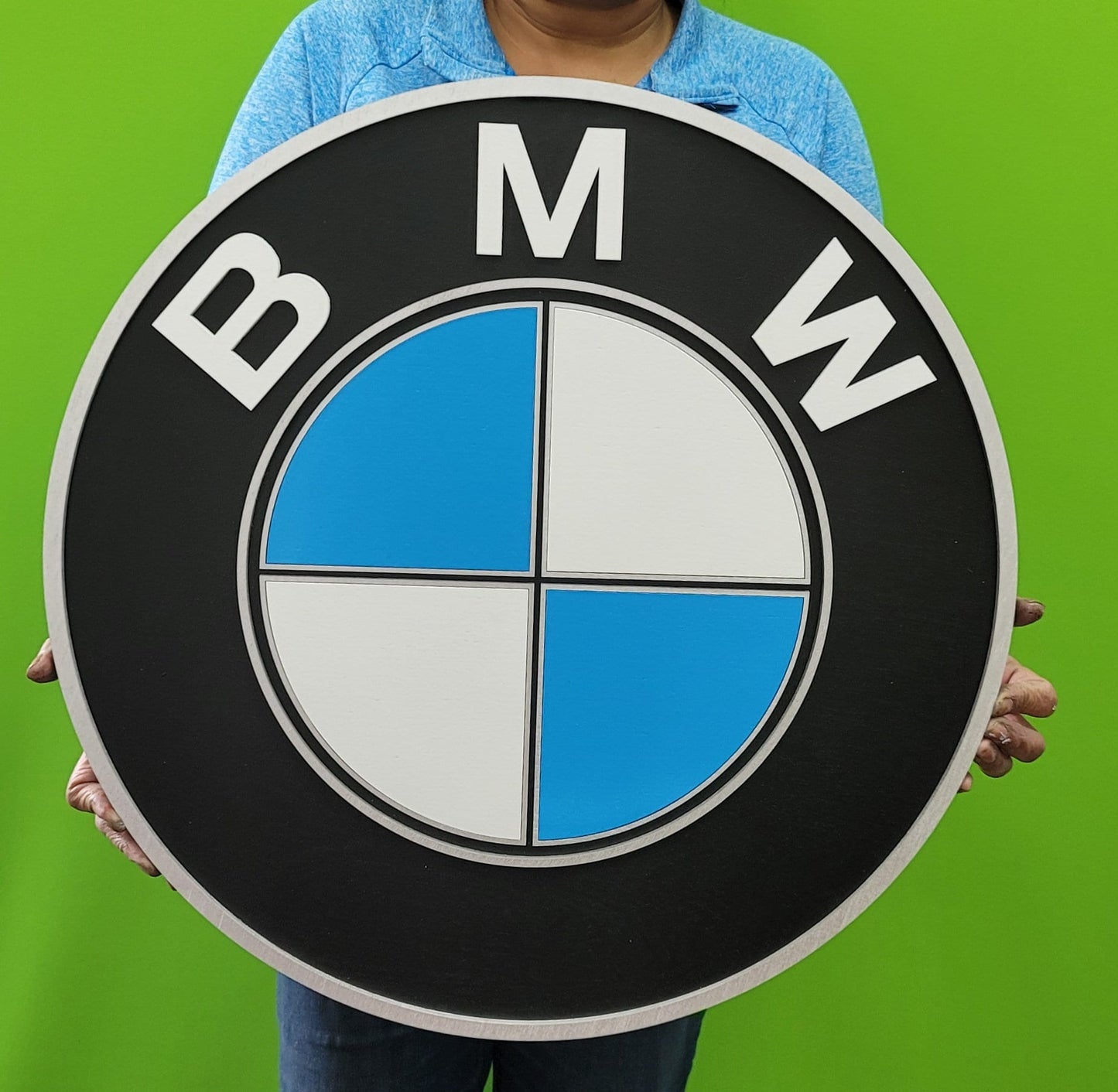 BMW 3D Wooden Logo Sign | Round BMW Club Medallion Wall Art | Man Cave, Garage &amp; Automotive Decor