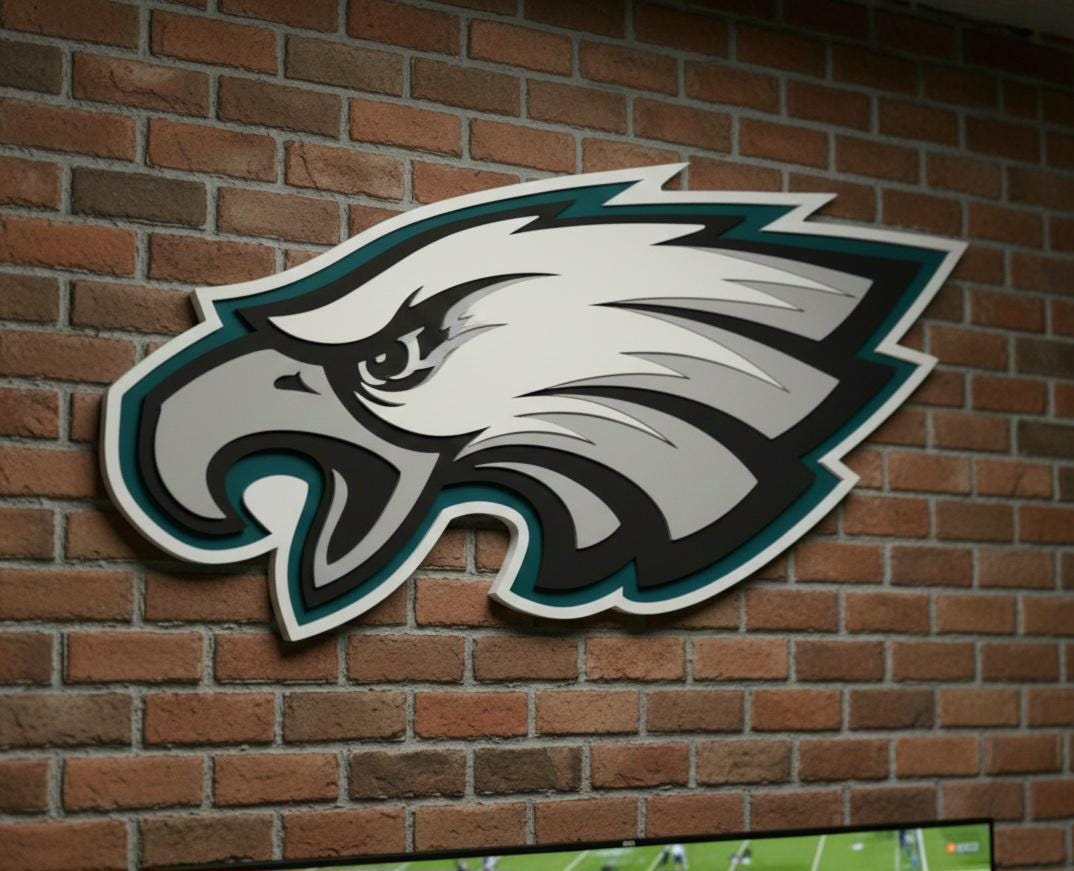 Philadelphia Eagles 3D Wood Sign – Multi-Layer Football Games Room Wall Decor