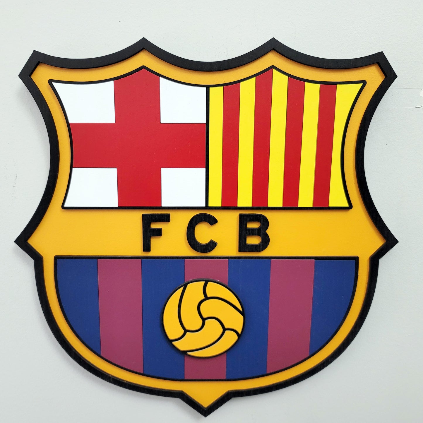 FC Barcelona 3D Multi-Layer Wooden Logo Sign | Soccer Wall Art