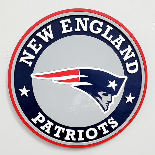 New England Patriots 3D Multi-Layer Wooden Logo Sign | NFL Wall Decor | Man Cave, Sports Bar &amp; Game Room Fan Gift