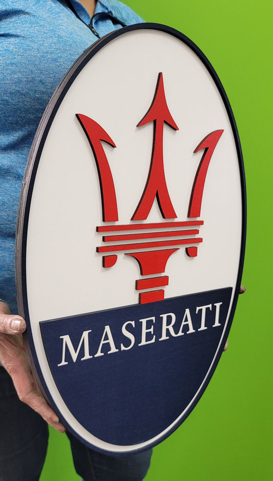 Maserati 3D Luxury Logo Sign | Man Cave, Games Room, Garage Decor