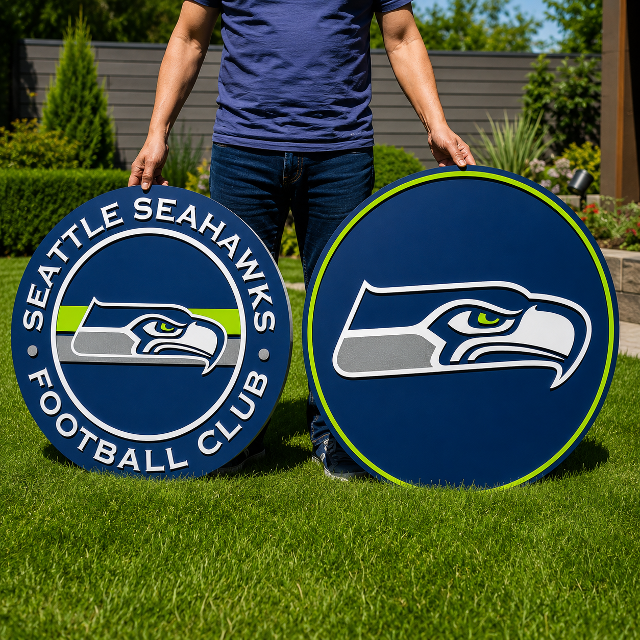 Seattle Seahawks 3D Wood Sign | Football Club Medallion, Man Cave Decor