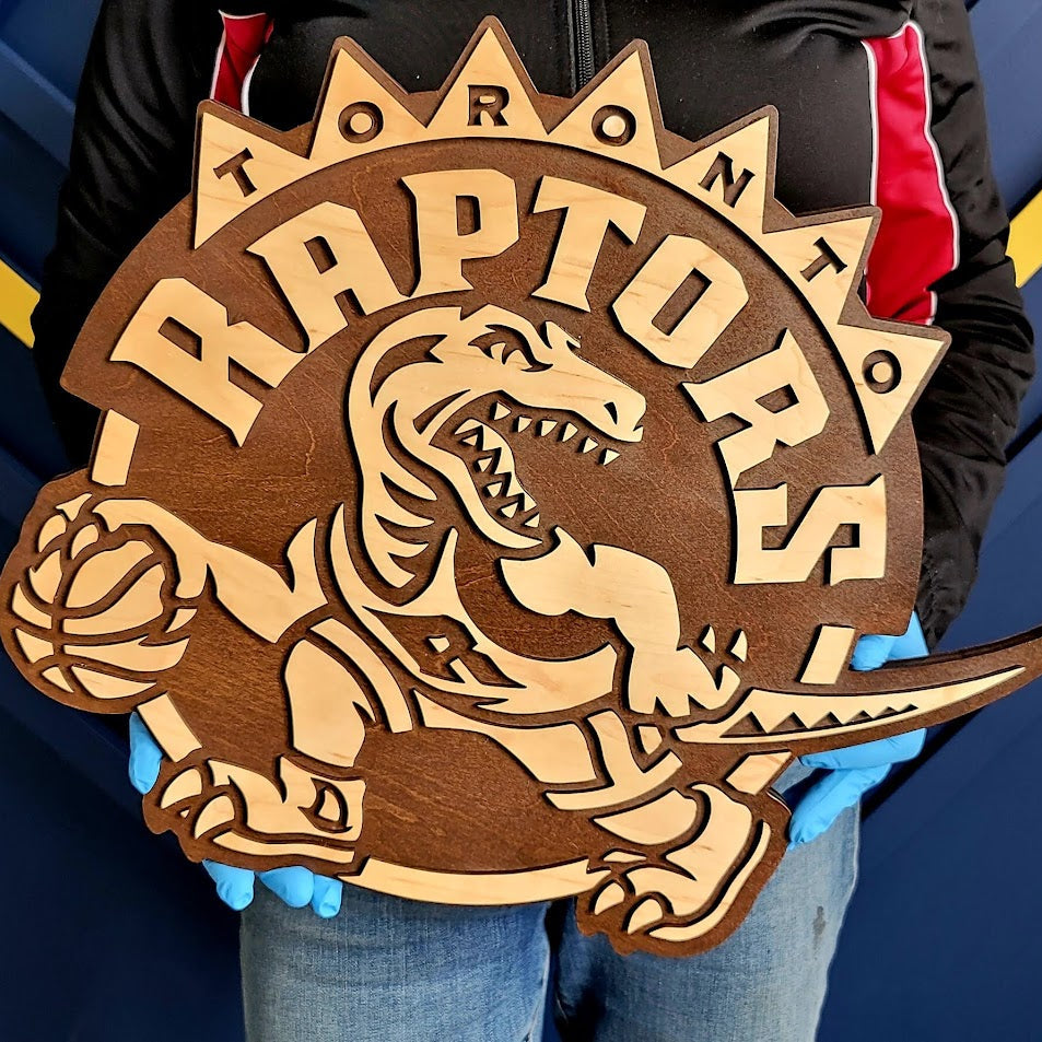 Retro Toronto Raptors 3D Wooden Sign – Rustic Basketball Decor with Canadian Character