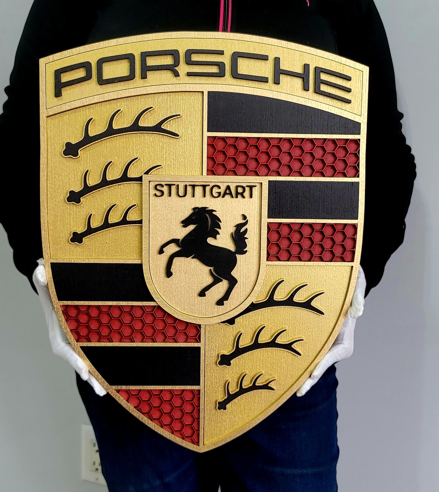 Porsche 3D Logo Sign – Premium Wooden Wall Art for Garage, Man Cave & Porsche Enthusiasts