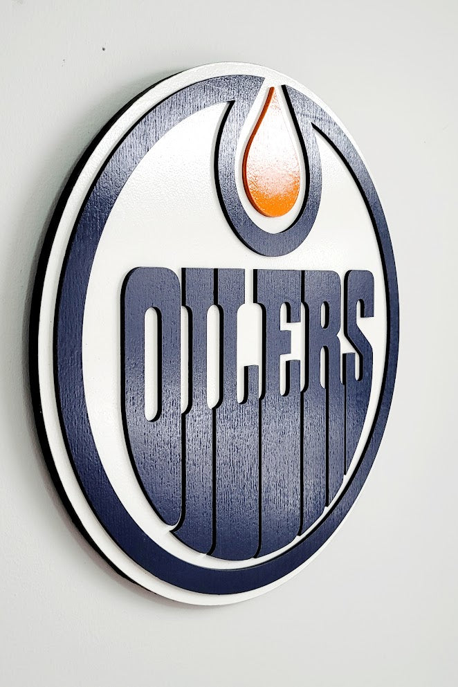 Edmonton Oilers 3D Wood Sign – Canadian Hockey Decor Made for the Fan Cave