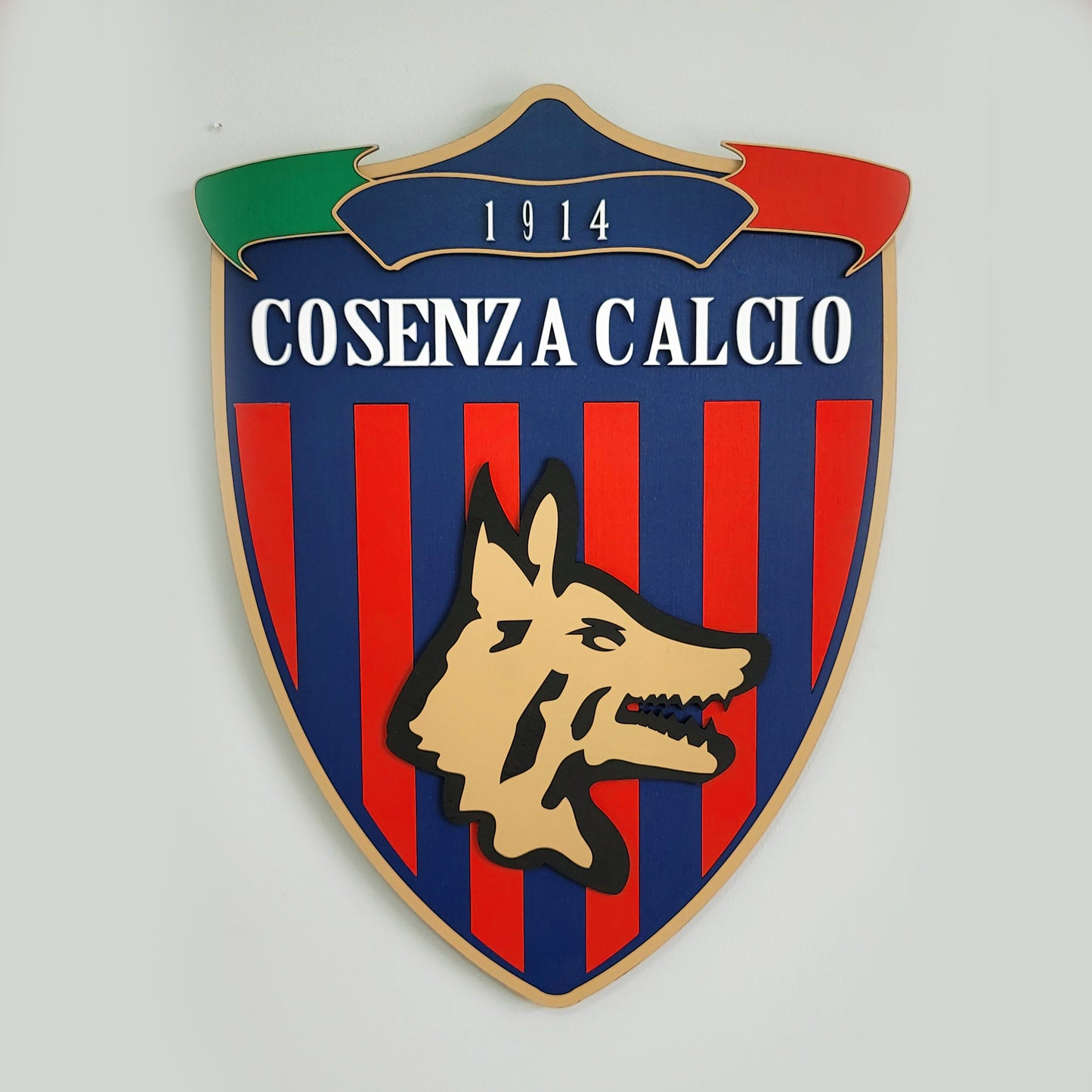 Cosenza Calcio 3D Wooden Football Sign | Italian Team Medallion, Man Cave Decor