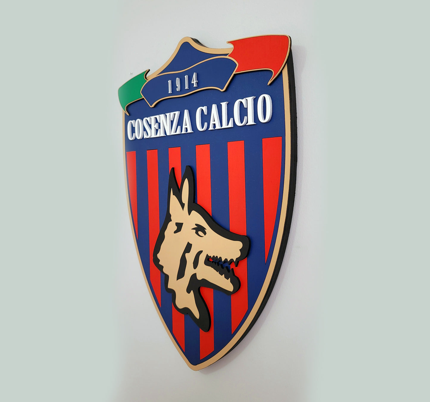 Cosenza Calcio 3D Wooden Football Sign | Italian Team Medallion, Man Cave Decor