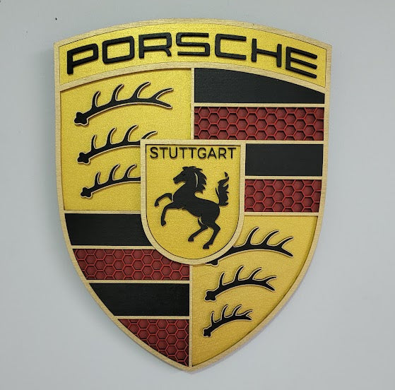 Porsche 3D Logo Sign – Premium Wooden Wall Art for Garage, Man Cave & Porsche Enthusiasts