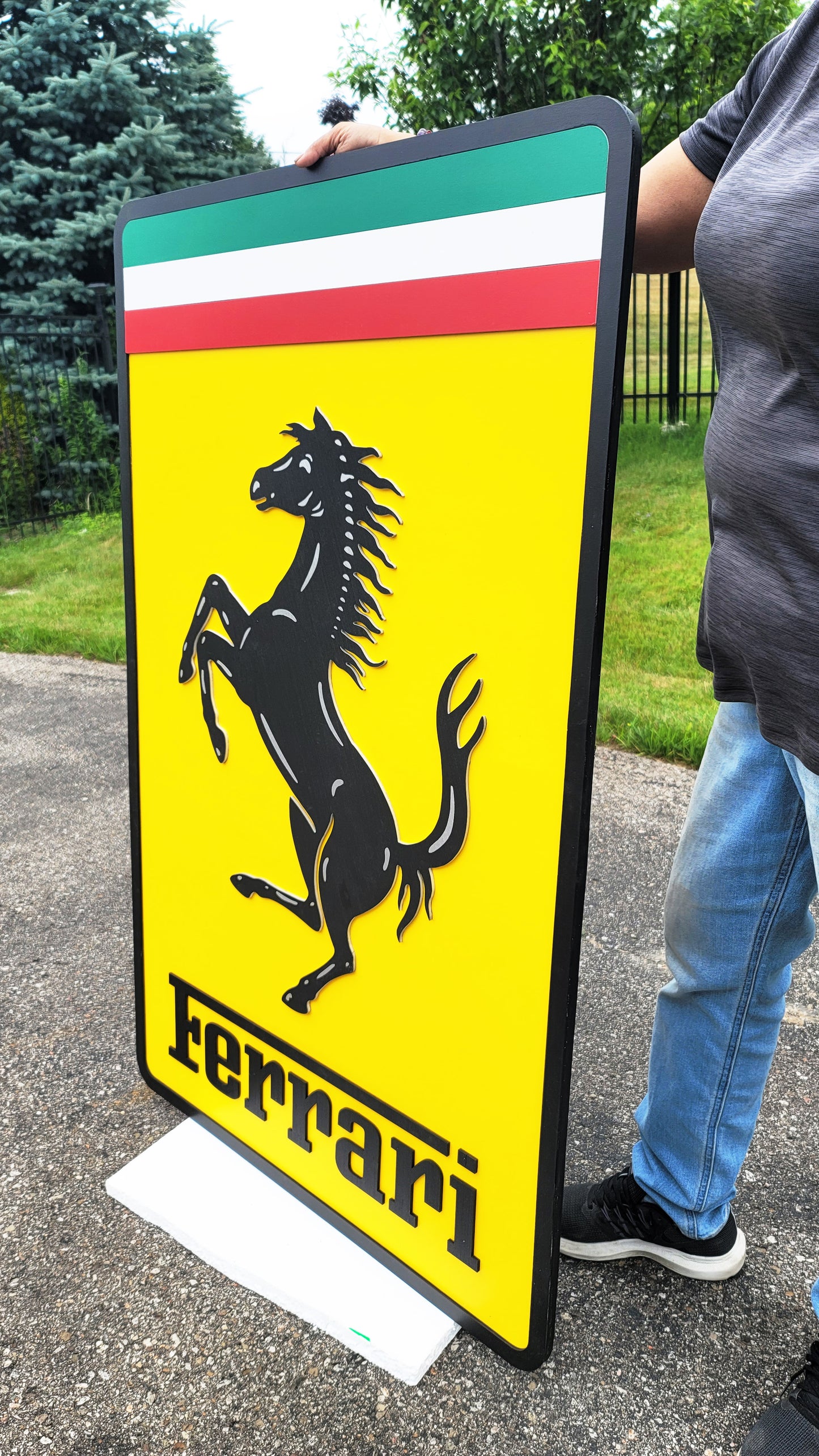 🏎️ Ferrari 3D Multi-Layer Wooden Logo Sign | Luxury Car Wall Decor | 🏁 Garage, Man Cave &amp; Supercar Enthusiast Gift