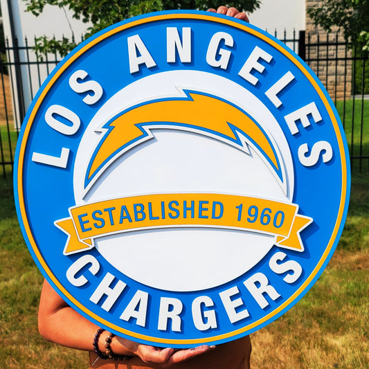 Los Angeles Chargers 3D Wooden Logo Sign – NFL Man Cave Wall Decor, Football Sports Sign & Chargers Fan Gift
