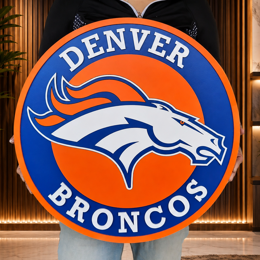 Denver Broncos 3D Wooden Sports Sign | Man Cave Wall Art, American Football Decoration