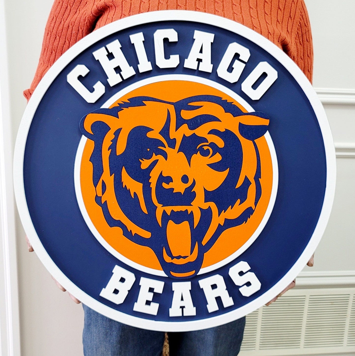 Chicago Bears 3D Wood Logo Sign – Football Wall Decor for True Fans