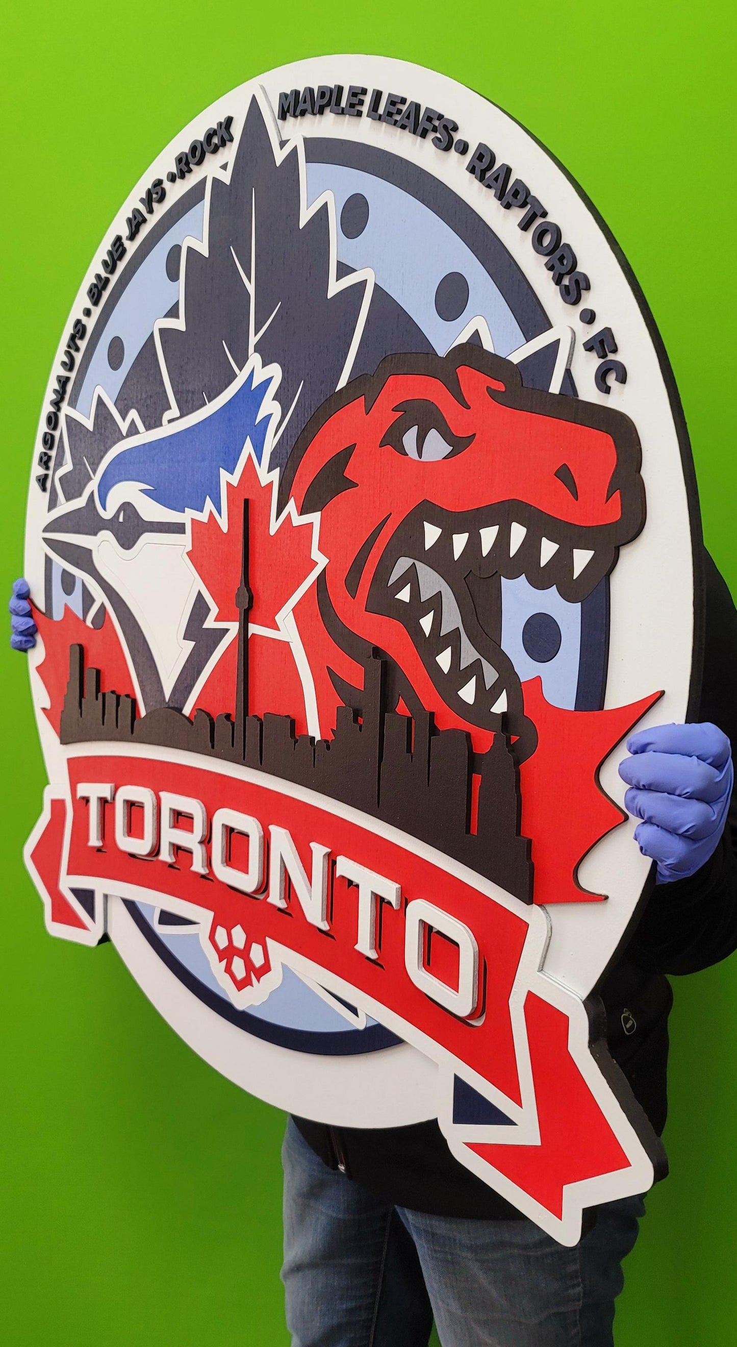 3D Toronto Sports Team Medallion Wooden Sign | Multi-Team Toronto Logo Wall Art | Man Cave &amp; Sports Fan Decor