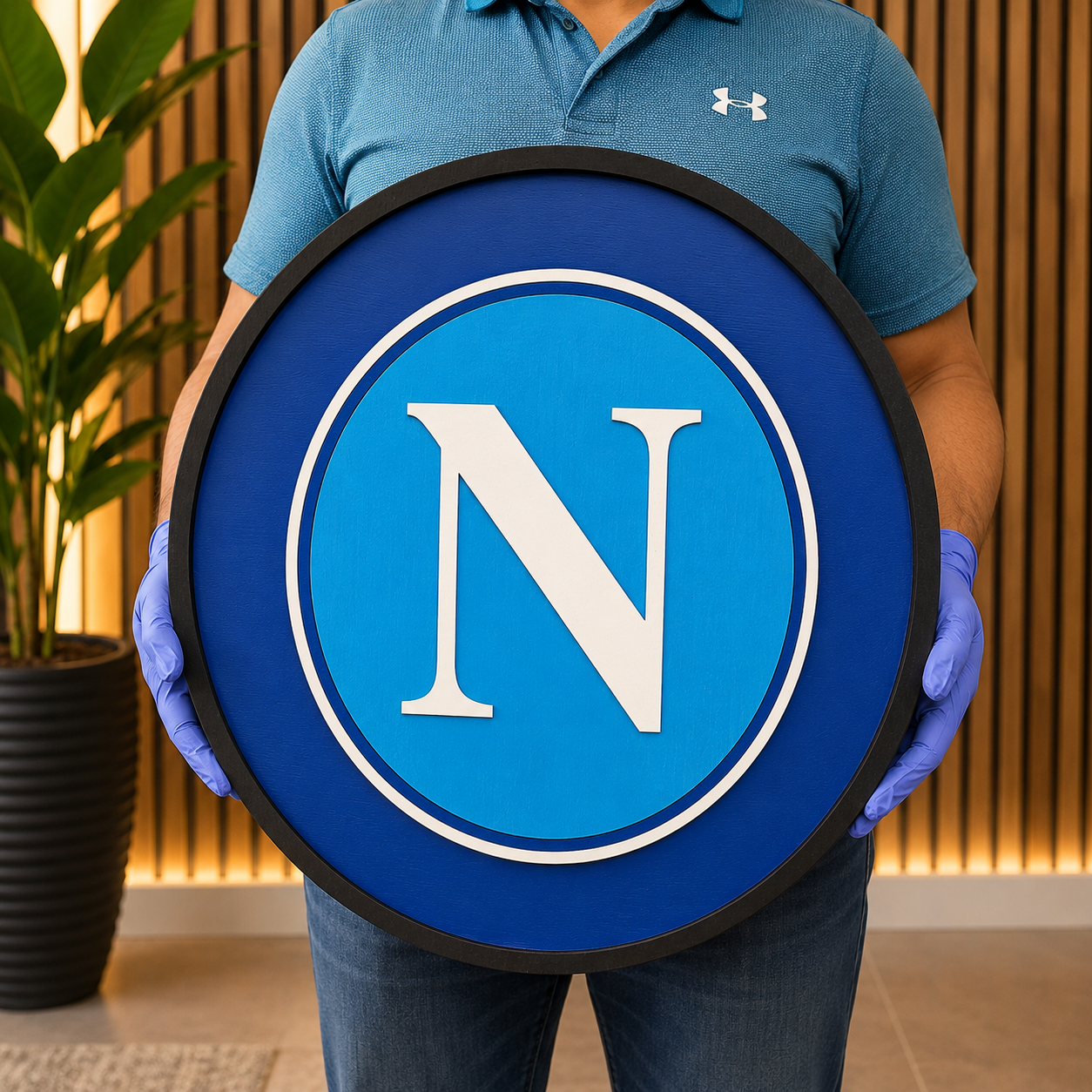 Napoli Football Team 3D Wood Sign | Medallion Man Cave Games Room Decoration