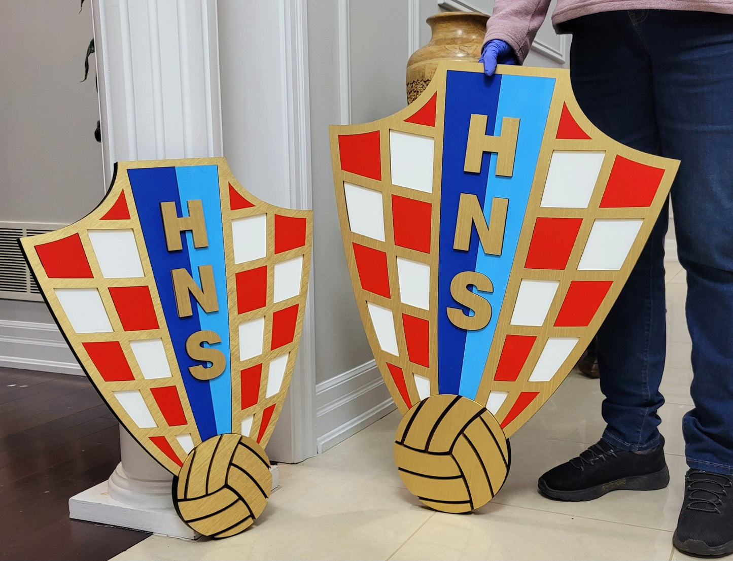Croatia Football Team 3D Multi-Layer Wooden Sign | 🇭🇷 Croatia Soccer Logo Medallion | 🏟️ Man Cave, Game Room &amp; Fan Gift