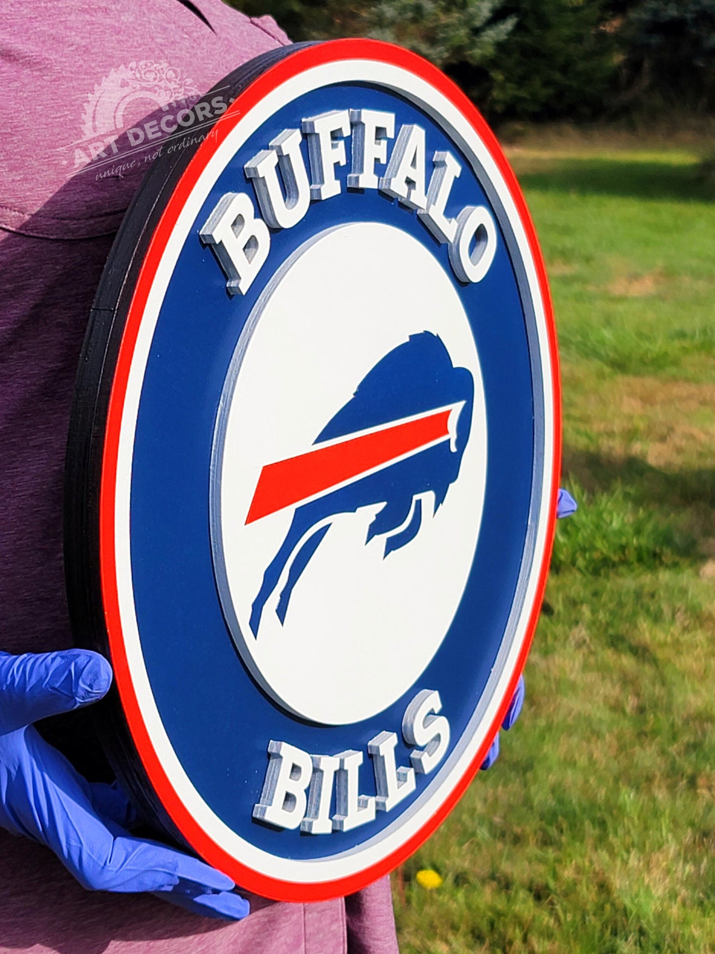 Buffalo Bills 3D Multi-Layer Wooden Football Logo Sign | Man Cave Wall Decor | NFL Fan Gift