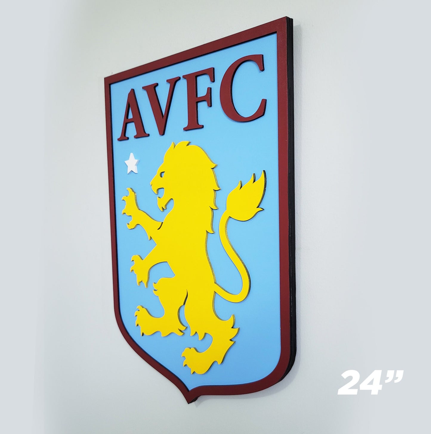 Aston Villa FC 3D Multi-Layer Wooden Logo Sign | Soccer Wall Decor | Man Cave, Game Room &amp; Football Fan Gift