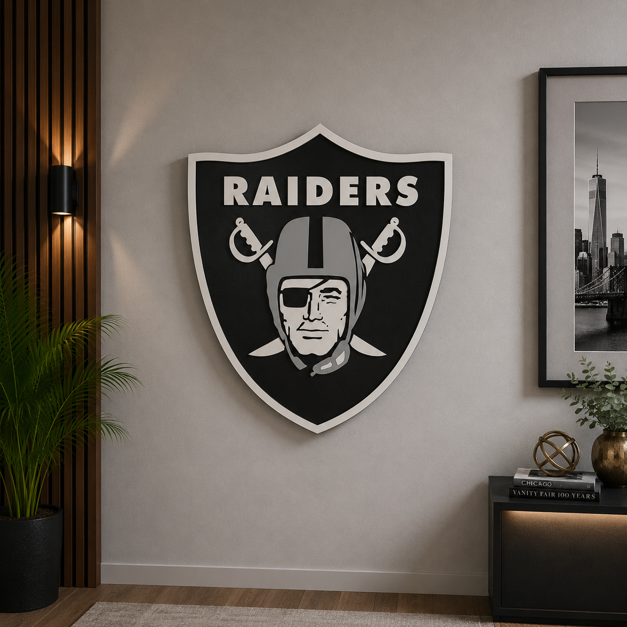 Raiders Football 3D Wooden Sign – Built for Raider Nation