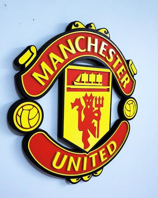Letrero 3D de Madera de Fútbol del Manchester United | Decoración de Sala de Juegos o Cueva de Hombre