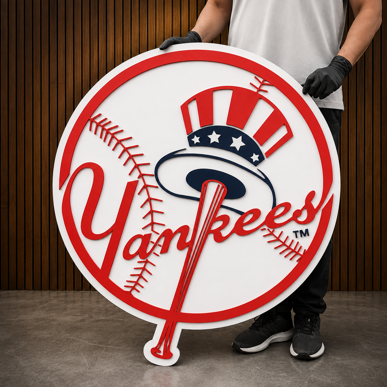 New York Yankees 3D Wood Medallion Sign – Classic Baseball Decor in Real Wood