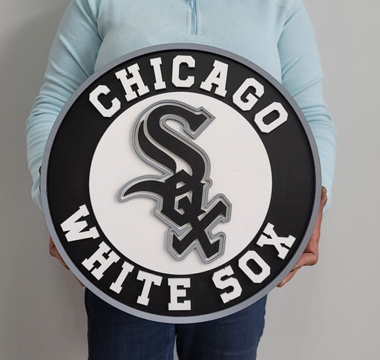 Chicago White Sox 3D Wooden Sports Logo Sign | MLB Baseball Wall Decor