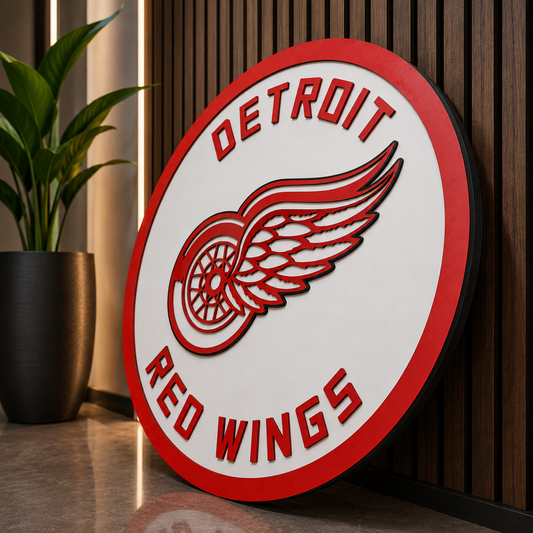 Detroit Red Wings 3D Wood Sign – Premium Multi-Layer Hockey Decor