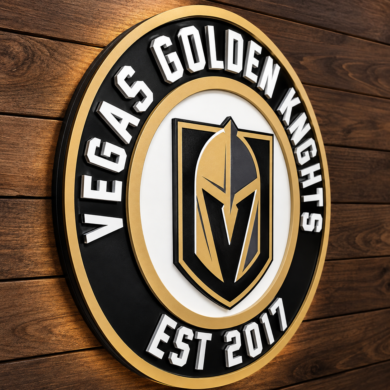 Cartel de madera 3D Las Vegas Golden Knights | Decoración para sala de juegos o cueva de hombre