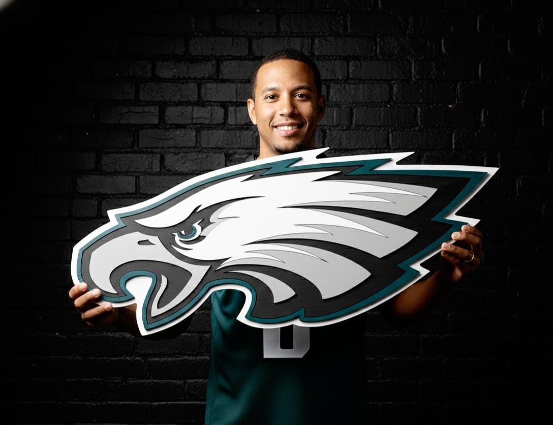 Philadelphia Eagles 3D Wood Sign – Multi-Layer Football Games Room Wall Decor