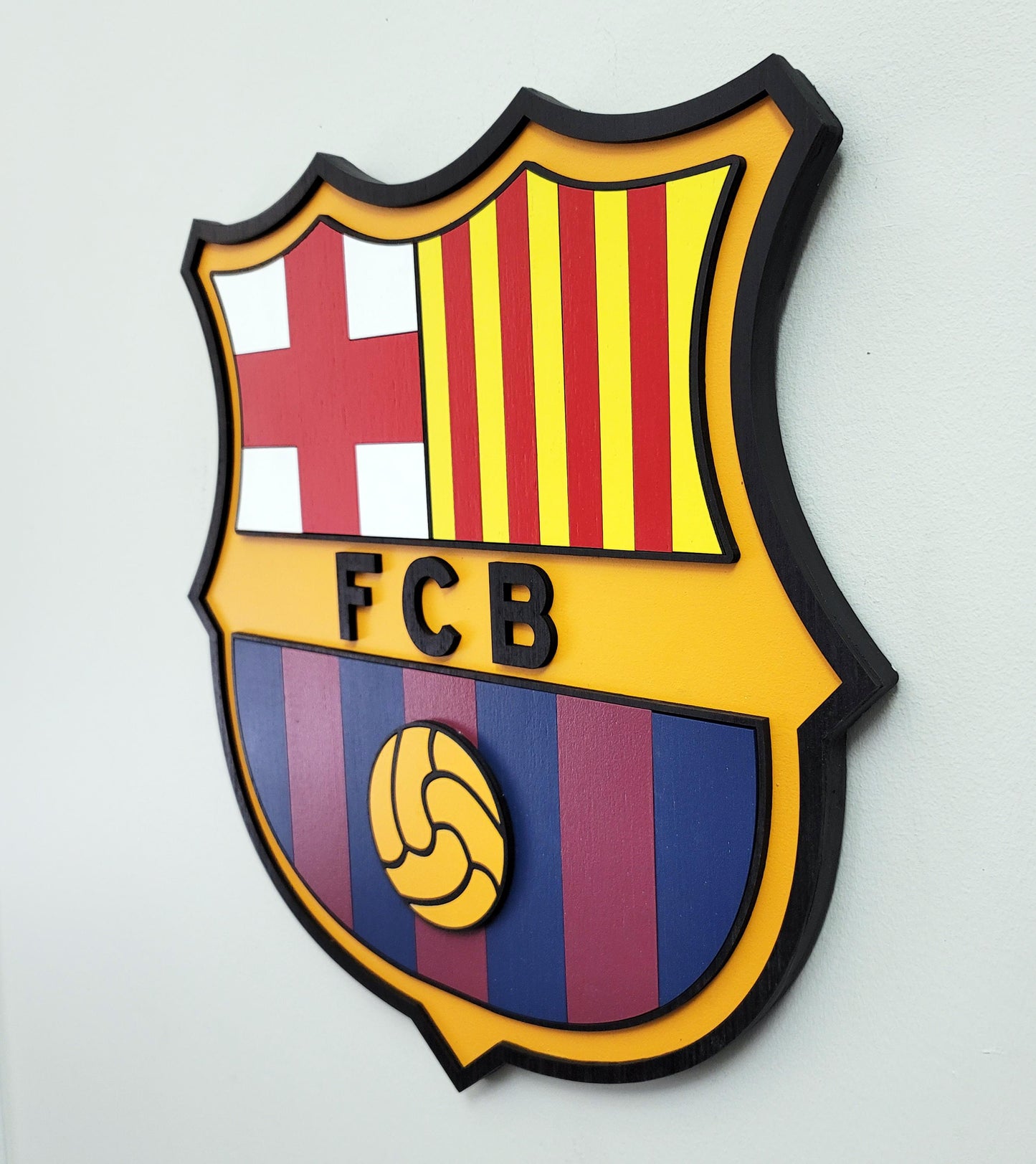 FC Barcelona 3D Multi-Layer Wooden Logo Sign | Soccer Wall Art