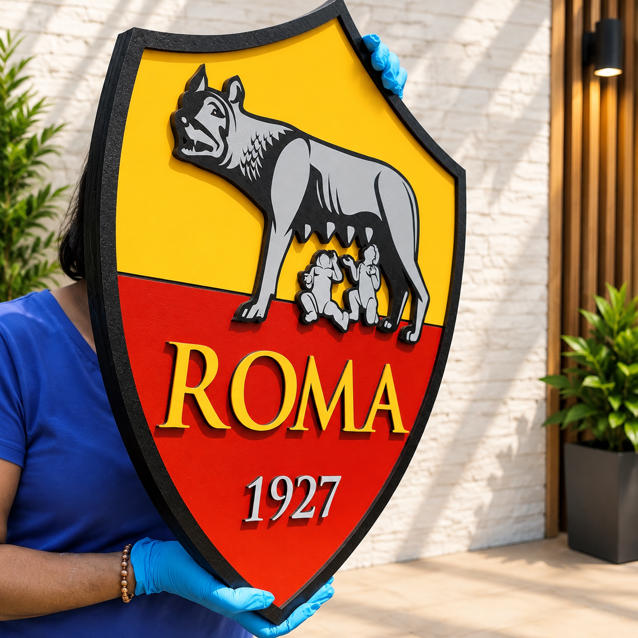 AS Roma 3D Wooden Sign – Italian Football Decor with a Handcrafted Finish