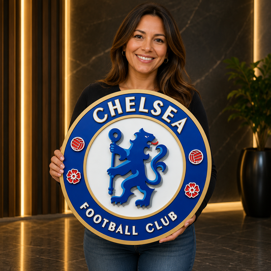 Chelsea FC 3D Wood Sign | Football Man Cave Decor, Games Room Wall Art & Fan Gift