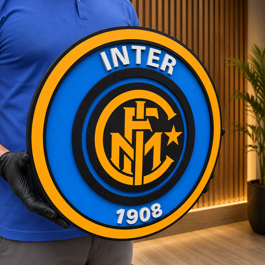 Inter Milan FC 3D Wood Sign | Medallion Games Room Decoration