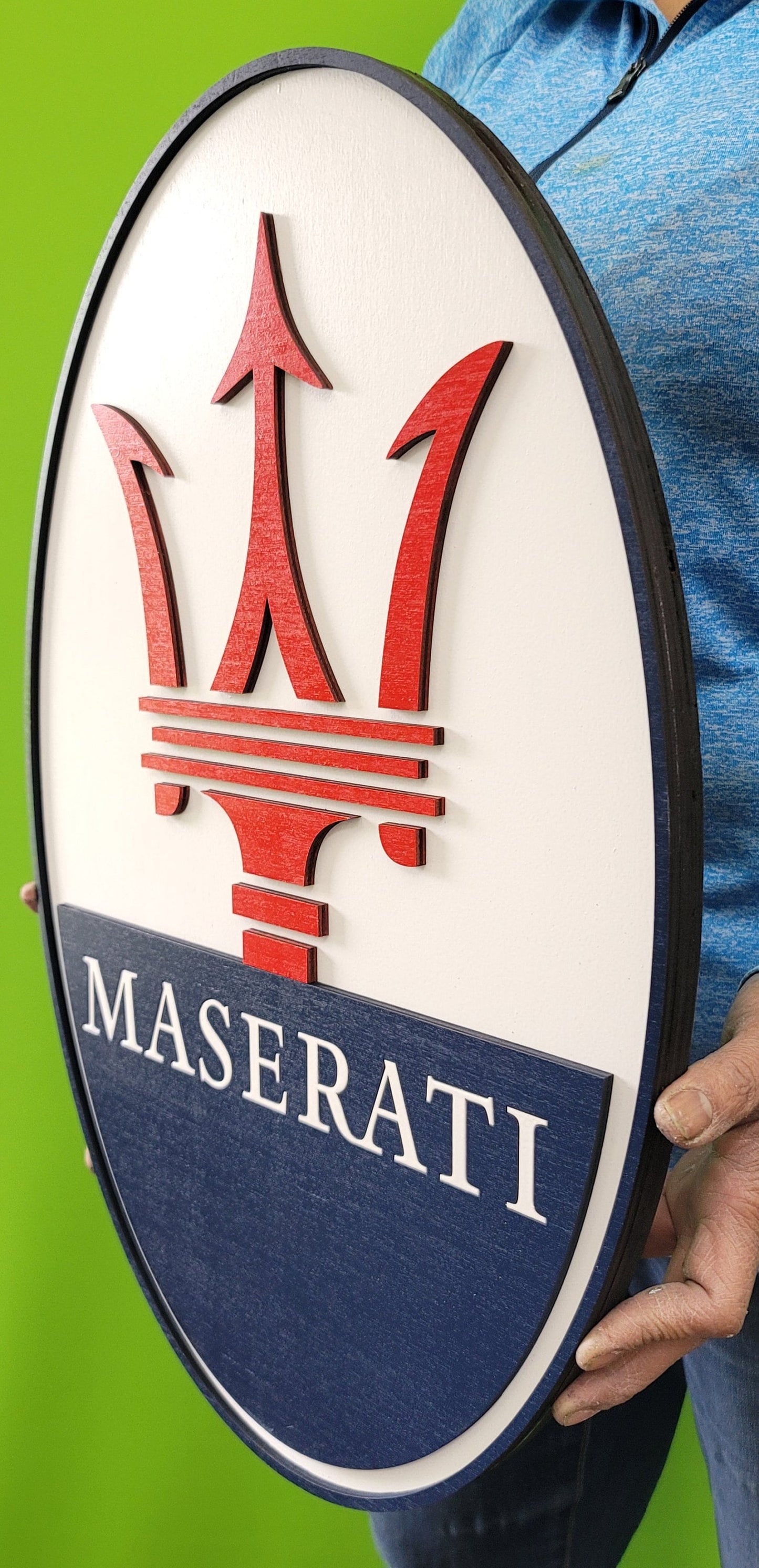 Maserati 3D Luxury Logo Sign | Man Cave, Games Room, Garage Decor