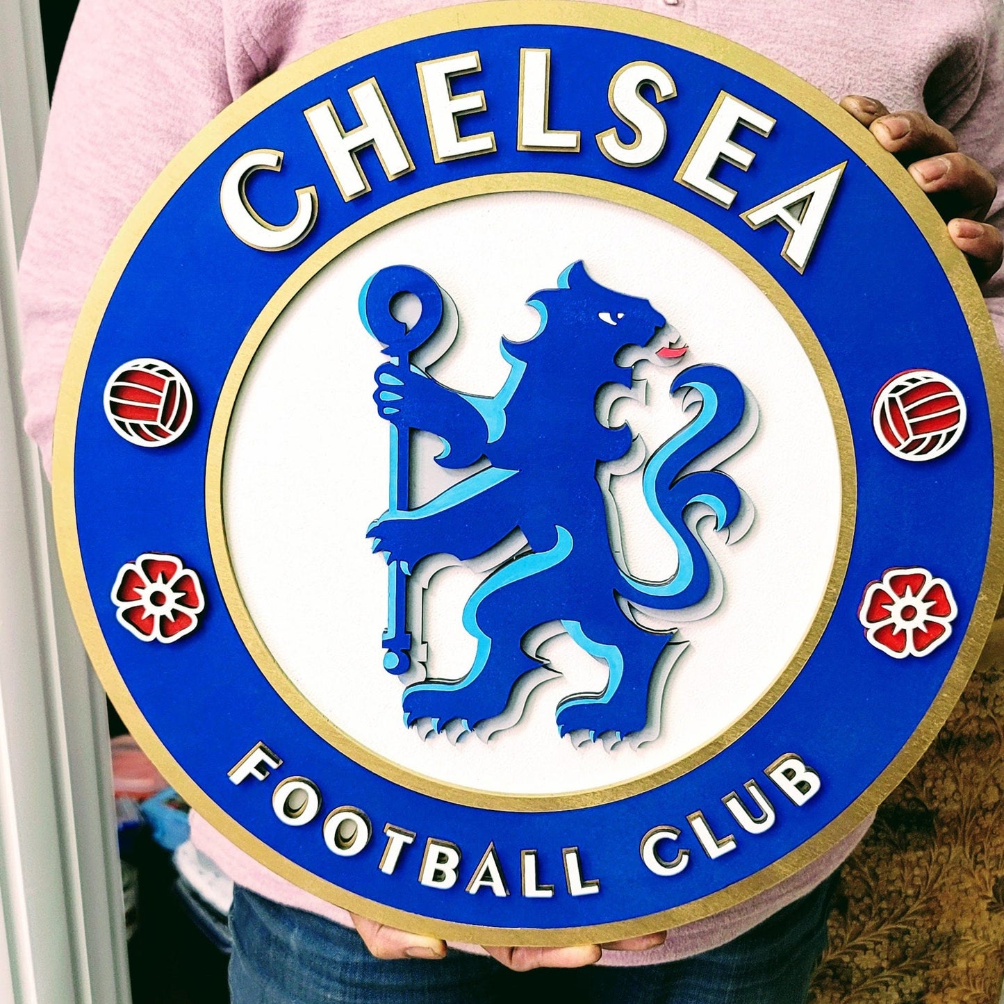 Chelsea FC 3D Wood Sign | Football Man Cave Decor, Games Room Wall Art & Fan Gift