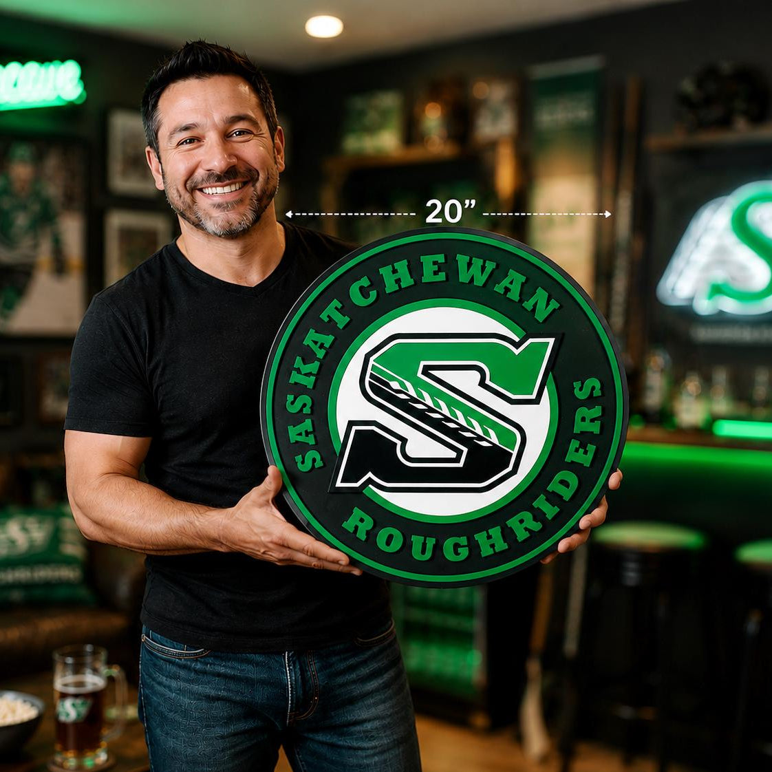 Saskatchewan Roughriders 3D Wooden Sign – Prairie Football Pride in Real Wood