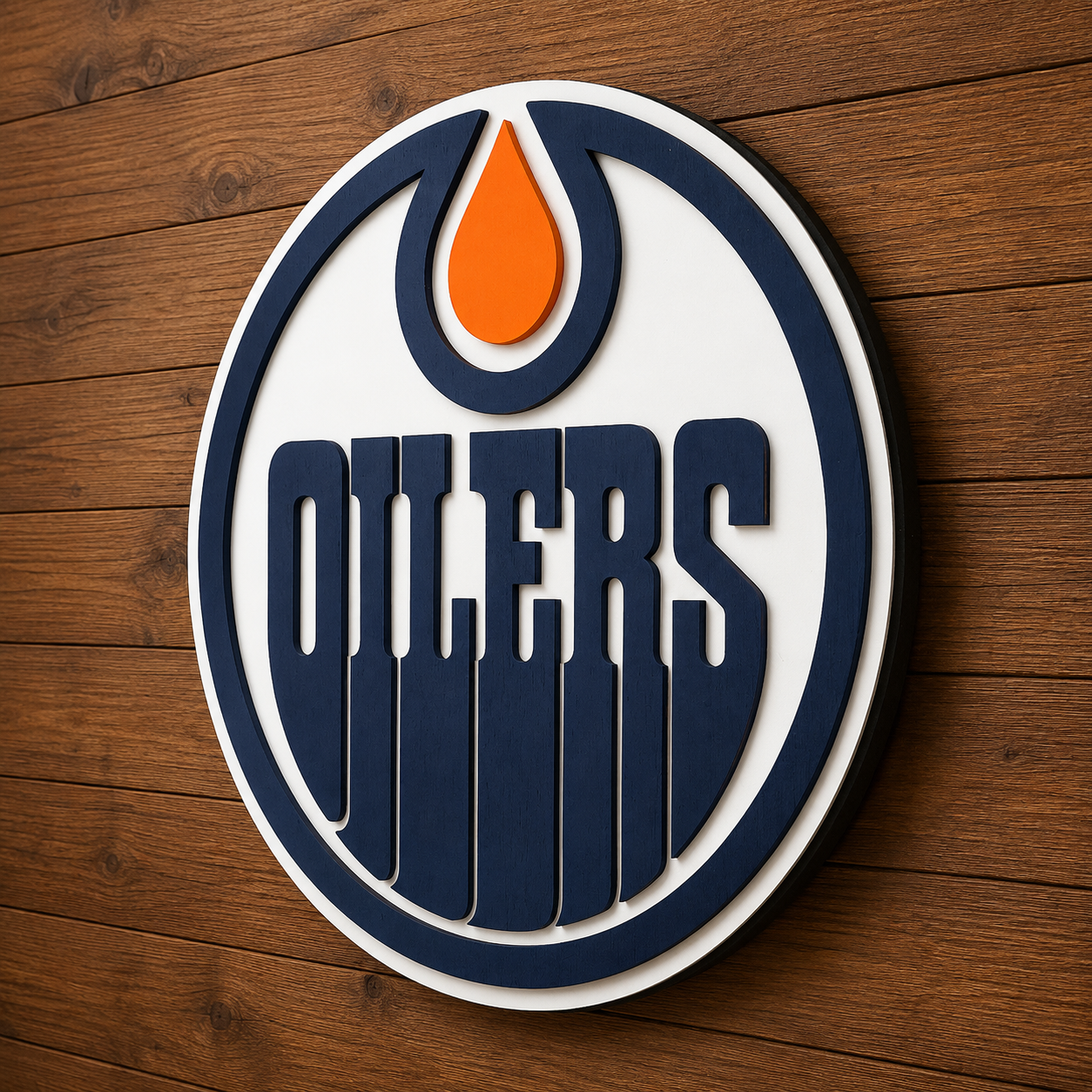 Edmonton Oilers 3D Wood Sign – Canadian Hockey Decor Made for the Fan Cave