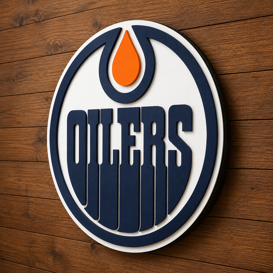Edmonton Oilers 3D Wood Sign – Canadian Hockey Decor Made for the Fan Cave