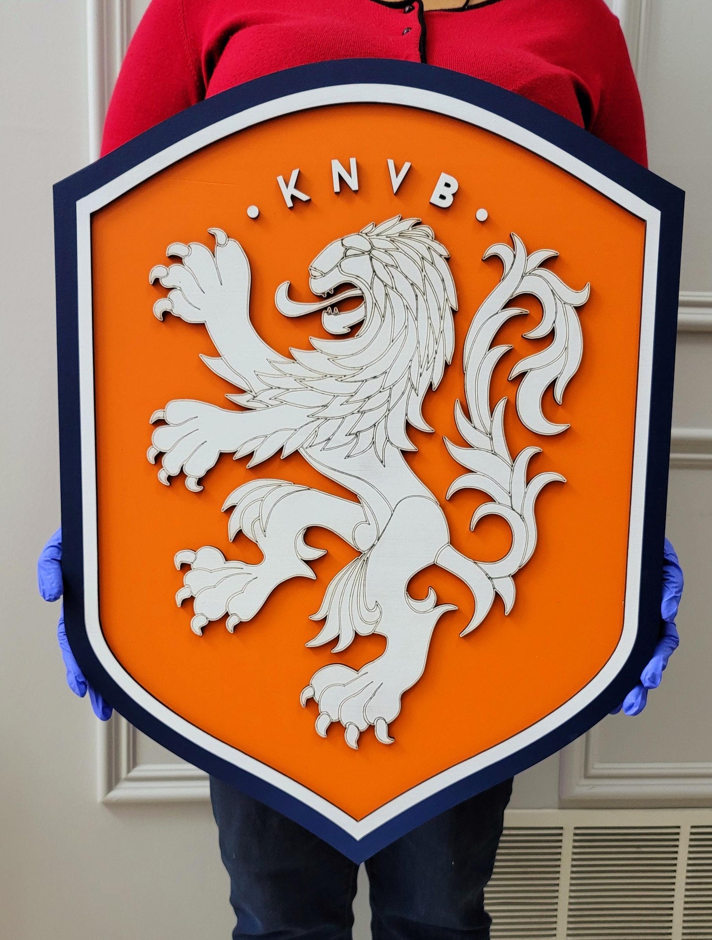 Cartel de madera 3D KNVB Fútbol Holandés | Decoración para Sala de Juegos o Cueva del Hombre