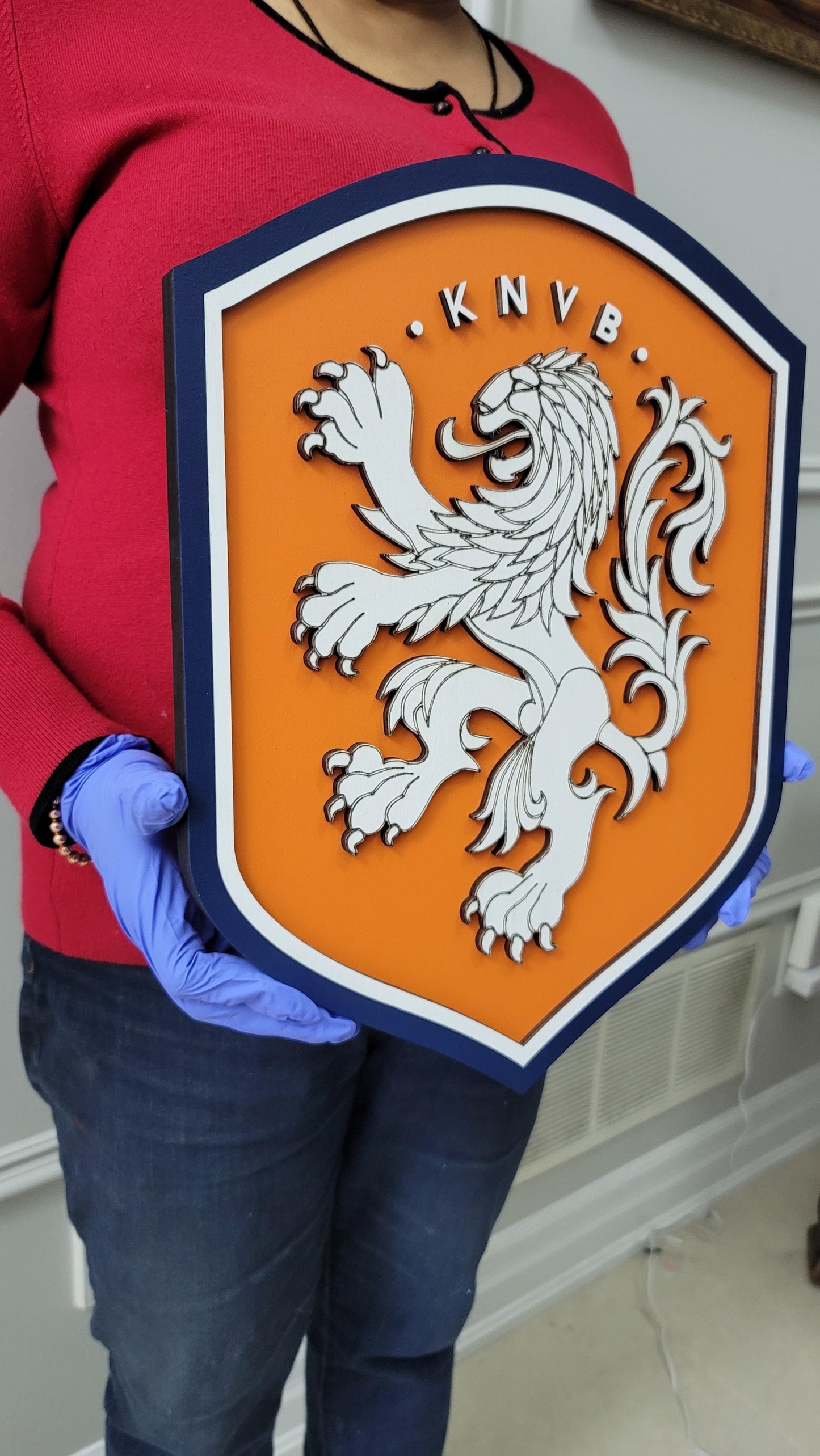 Cartel de madera 3D KNVB Fútbol Holandés | Decoración para Sala de Juegos o Cueva del Hombre