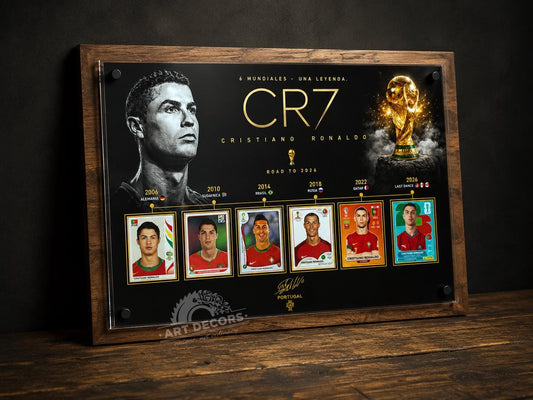 CR7 Cristiano Ronaldo World Cup Legacy 3D Plaque | 3D Wood & Acrylic Display Sign for Ronaldo Fans