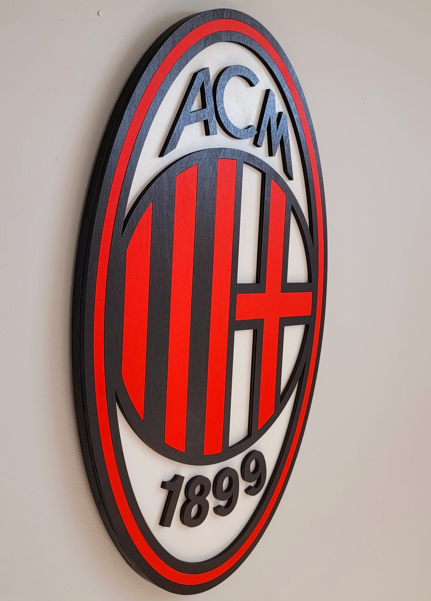 AC Milan 3D Multi-Layer Wooden Football Club Sign | Soccer Wall Art | Game Room, Man Cave &amp; Fan Gift