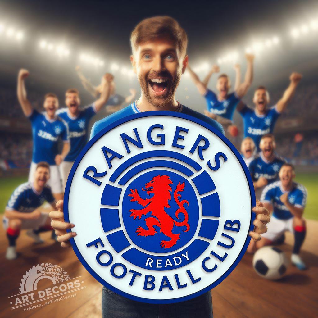 Rangers Football Club 3D Wooden Sign | Man Cave Games Room Decoration