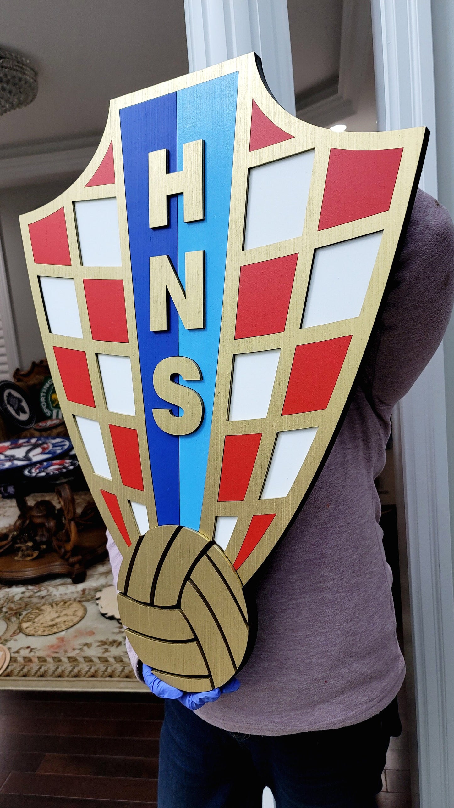 Croatia Football Team 3D Multi-Layer Wooden Sign | 🇭🇷 Croatia Soccer Logo Medallion | 🏟️ Man Cave, Game Room &amp; Fan Gift