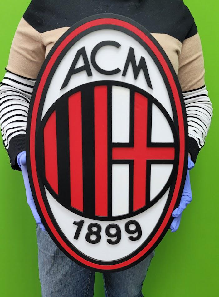 AC Milan 3D Multi-Layer Wooden Football Club Sign | Soccer Wall Art | Game Room, Man Cave &amp; Fan Gift