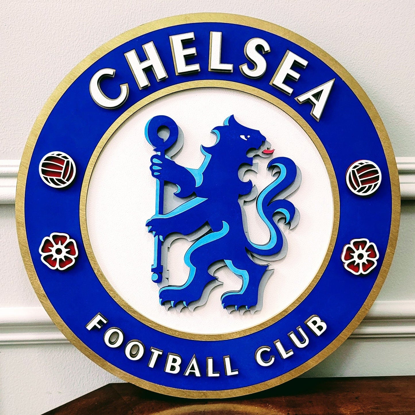 Chelsea FC 3D Wood Sign | Football Man Cave Decor, Games Room Wall Art & Fan Gift