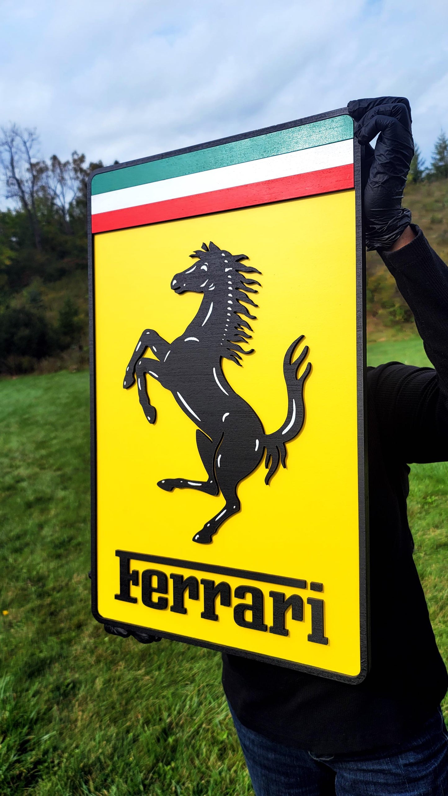🏎️ Ferrari 3D Multi-Layer Wooden Logo Sign | Luxury Car Wall Decor | 🏁 Garage, Man Cave &amp; Supercar Enthusiast Gift