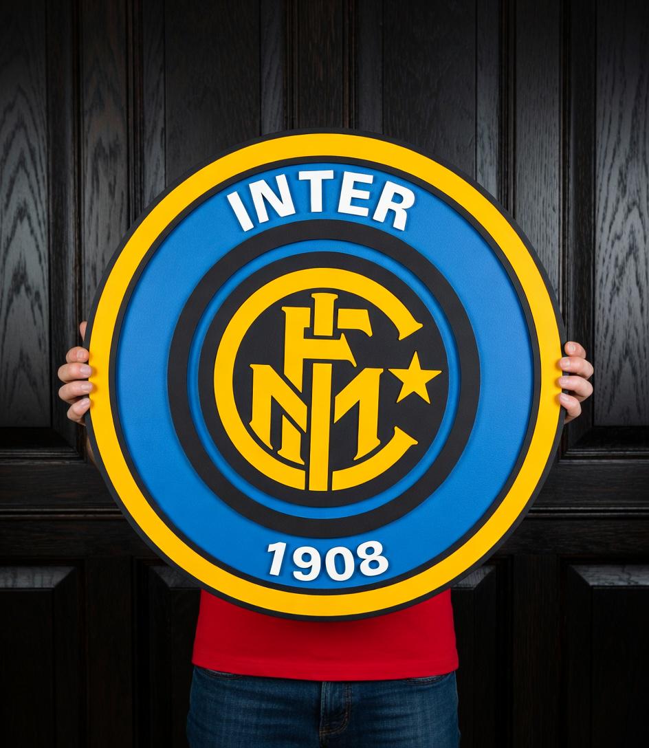 Inter Milan FC 3D Wood Sign | Medallion Games Room Decoration